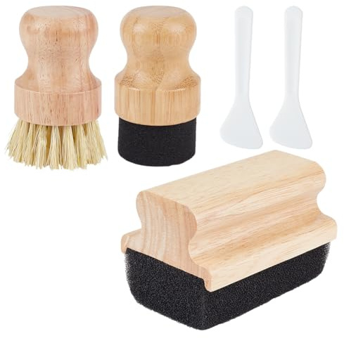OLYCRAFT 5 st skärbrädor oljevaxapplikator mineraloljeborste trävax applikator med sisalfiber och svampborste set med plastskrapor för träbänkskiva slaktarblock skedar redskap