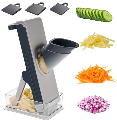 Safe mandoline slicer for kitchen, FEICO multifunctional vegetable cutter mandolin chopper for vegetable veggie potato