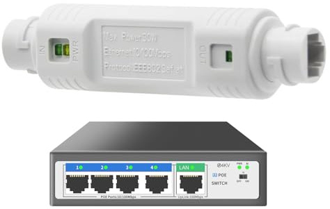 Répéteur PoE, ABS Blanc 30 W | Répéteur Wi-FI avec étanchéité IP66, réseau extérieur, Longue Distance, répétëur PoE | Alimentation Externe
