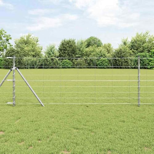 Recinzione a bastoncini, argento, 25 x 0,8 m, in acciaio zincato, per terrazza, cortile, piscina e giardino