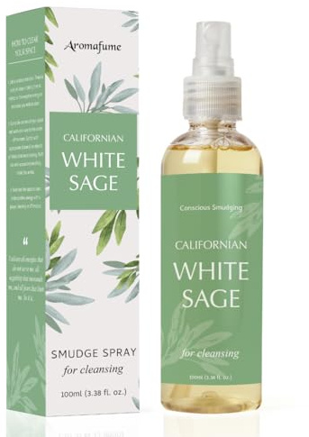 White Sage Smudge Spray for Spiritual Cleansing, Aromafume | 100ml/3.3 oz | Sage Spray for Cleansing Negative Energy & Protection | Non-Toxic Room Spray | Natural Sage Mist for Smudging