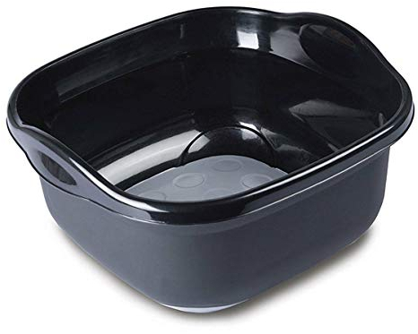Black/Grey Washing Up Bowl Soft Touch Base Non-Slip Feet 8.5 L with Handle