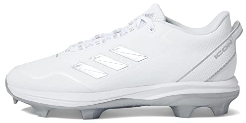 adidas Men's Icon 7 TPU Baseball Shoe, White/Silver Metallic/Black, 13