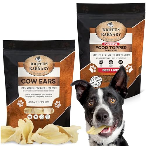 BRUTUS & BARNABY Beef Liver Food Topper + Cow Ears