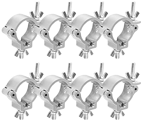 Stage Lighting Clamp,Forreen 8 Pieces Truss Clamp 48-51 mm Heavy Duty Aluminum Alloy O-Clamp Stage Light Clamp Load Bear 100KG Truss Accessories for Par Spotlights Moving Head Lighting