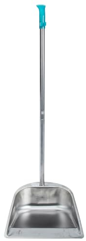 Homoyoyo Recogedor de acero inoxidable recogedor de basura para la limpieza del hogar recogedor contenedor de residuos con mango largo paleta de pie para la casa del garaje del vestíbulo y