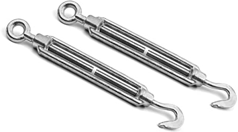 Design61 2er Set Spannschlösser M6 x 110mm Drahtspanner Haken/Öse Spannhaken für Drahtzäune Wäscheleine Sonnensegel Seil