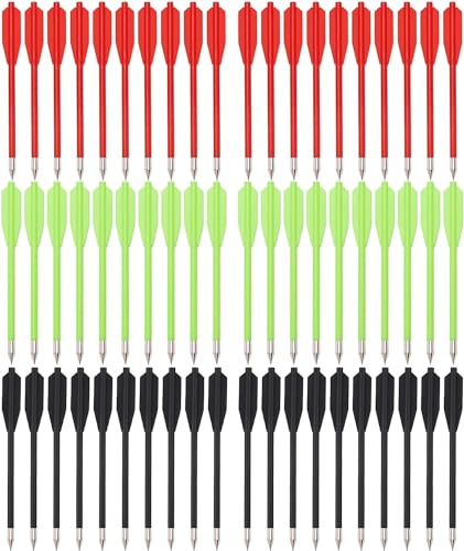 60PCS 6.3 Inch 50-80LB Mini Archery Crossbow Bolts Arrows Set with Sharp Metal Tip, Reusable Durable Arrow Dart for Shooting Target Practice, Small Hunting, Outdoor Fishing