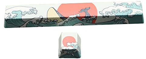 antianzhizhuang 2Pcs Coral Sea Keycaps PBT Five Sides Dye-Subbed Spacebar 6.25U OEM Profile Space Bar Keycap For DIY Mechanical Keyboard Gaming Keyboard Keycaps Cute For Girls