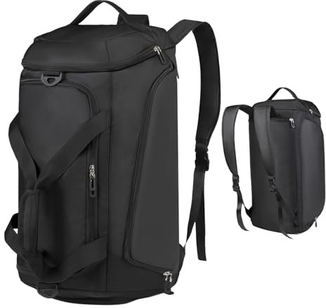 38L Sporttaschen für Herren Damen,56x26x26cm Sportrucksack Schwimmtasche mit Schuhfach,Wasserdicht Trainingstasche Fitnesstasche Reisetasche,Übernachtung Tasche für Sport Fitnessstudio Camping,Schwarz