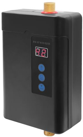 4000W Elektrische Durchlauferhitzer aus ABS und Aluminium, Klein Instant Durchlauferhitzer mit LCD Temperaturanzeige, Mini Instant Warmwasserbereiter Durchlauferhitzer Tankless (Schwarz)