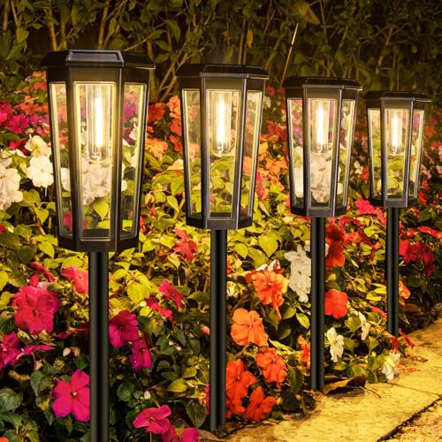 2025 Neu Solarlampen für Außen Garten, 4 Pack Verbessert Super Hell Solarleuchten für Außen, Solar Gartendeko für Draußen IP65 Wetterfest, Wasserdicht Solar Gartenleuchten für Outdoor Garten Deko