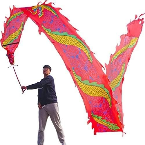 CukUJH Red Dragon Belt Streamer, Dragon Silk Floating Belt, Kung Fu Dance Dragon Silk Poi, for Play/Fitness Parent-Child Games Items(12m/39ft)