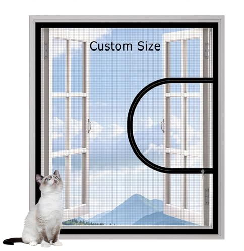 Custom Size Window Screen Mesh, Fly Screen Anti-Bug Mosquito Netting with Self-Adhesive Tape, Window Protection for Cats, Washable Mesh Balcony Cat Safety Net