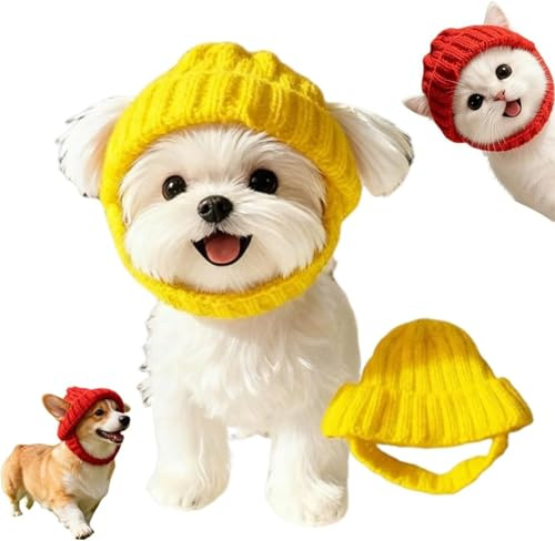 Berretto per cani in maglia con paraorecchie, caldo cappello invernale per cani e gatti di piccola taglia, morbido berretto elastico per cuccioli per il freddo, accessori natalizi per animali