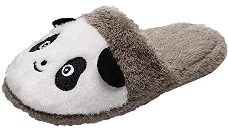 Vinter varma tofflor panda mjuk halkfri fleece på skor för inomhus utomhus