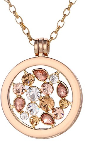 Morella Halskette Damen Gold 70 cm Edelstahl und Anhänger mit Coin 33 mm in Schmuckbeutel Tropfen