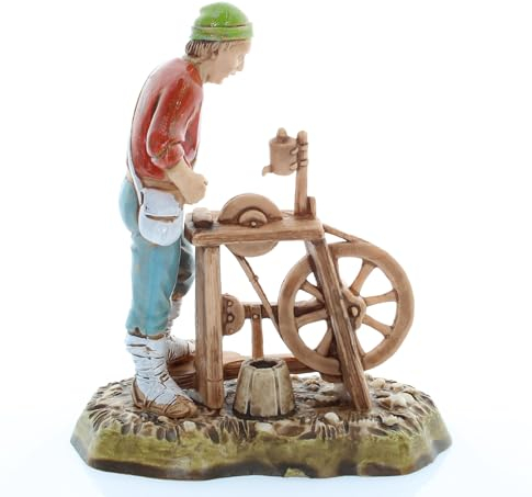 Moranduzzo Aiguiseur pour Crèche de 10 Cm Échelle 1:20 - Figurines de Crèche Indestructibles - Style 700', Peinture Finition à la Main, Produit Officiel, Fabriqué en Italie, Sculpteur M. Landi
