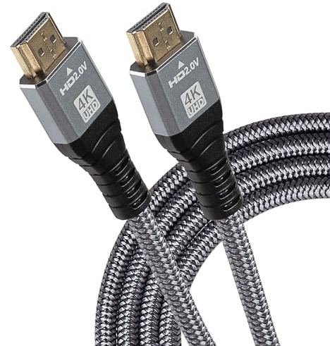Maplin HDMI Cable 1.5M, Braided 4K 60fps V2.0 Ultra HD High-Speed, ARC, HDR, 3D, Ethernet, Compatible with TVs, Monitors, PS4/5, Xbox, Projectors, Soundbars, Sky Box, PCs, Laptops, Apple TV
