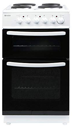 Haden HEST50W Electric Cooker – Freestanding 52 Litre Oven and Grill with 4 Plate Solid Plate Rings - Twin Cavity Electric Cooker - 50cm, White