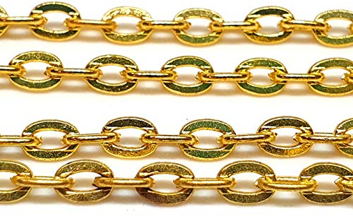 Perlin - Collana a maglie da 3 m, in metallo, 4 mm di spessore, per la creazione di gioielli e lavori di fai da te, colore oro