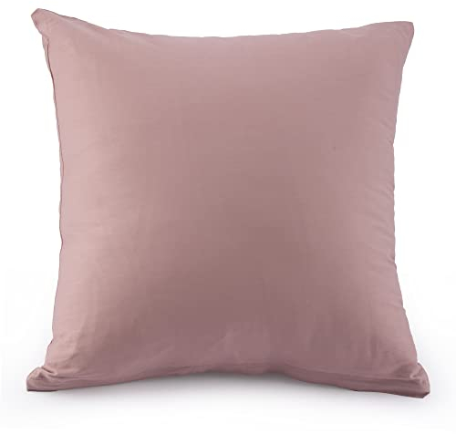 ATsense 2er Set Kissenbezug 50x50 cm - 100% Baumwolle, Rosa Kopfkissenbezug Weich und Hypoallergen, ÖkoTex Zertifiziert, Kissenhülle mit Reißverschluss für Allergiker Geeignet