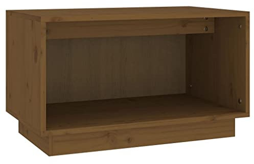 vidaXL Solid Wood Pine TV Cabinet Home Indoor Living Room Entertainment Centre Wall Mounted Hanging Shelf Floating Storage TV Unit Stand Honey Brown