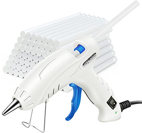 Heißklebepistole, Heissklebepistole mit 60pcs Klebesticks 7mm, 30W Klebepistole für DIY Handwerker, Schnelle Reparaturen in Haus und Büro, Weiß