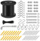 String Light Hanging Kit 50M String Lights Suspension Kit with Nylon Coated and Stainless Steel 304 Wire Rope Light Hanging Kit for Outdoors Mounting