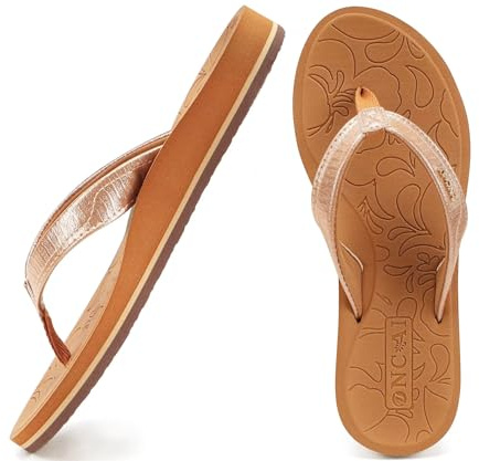 ONCAI Tongs Femmes,Yoga Mat Anti-dérapant Tongs mode Sandales Plage d'été Pantoufles avec soutien de la voûte plantaire Semelles Eva légères Kaki Taille 41