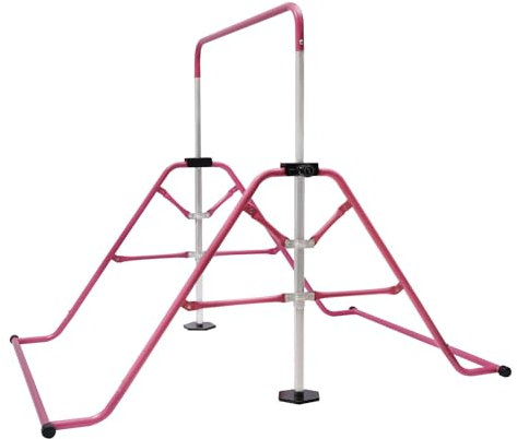 Turnreck gymnastik, barn, trädgård, räcksystem, gymnastikstänger, horisontell träningsbar, träningsutrustning, utomhus, fitness, justerbar höjd för barn i åldern 3 till 8 år (rosa)