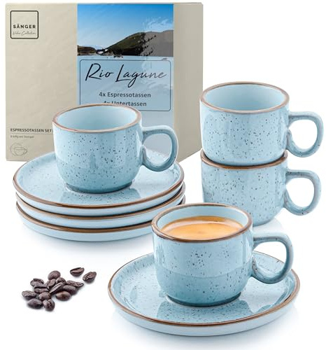 SÄNGER Rio Lagune Espressotassen Set 8 teilig, Tassen Set 4 Personen