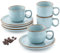 Sänger Rio Lagune | Espressotassen Set 8 teilig, Tassen Set 4 Personen, Espresso- & Mokkatassen, kratz- spülmaschinen- mikrowellenfest, 4xTassen & 4xUntertassen blau 80 ml | VALUE COLLECTION
