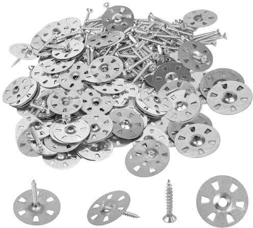 Placas de soporte para baldosas, 200 piezas de arandelas de aislamiento, arandelas de fácil fijación, arandelas de metal, arandelas para placas de aislamiento de 35 mm con tornillos (3,5 x 30 mm)