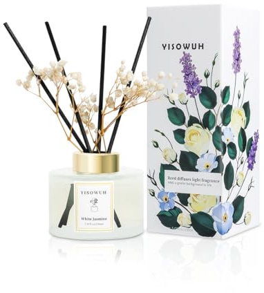 YISOWUH Diffuseur Parfum Maison, 150 ML, diffuseur de Parfum au Jasmin Blanc avec 8 bâtonnets Parfum Longue durée pour la Maison, la Salle de Bain, la d