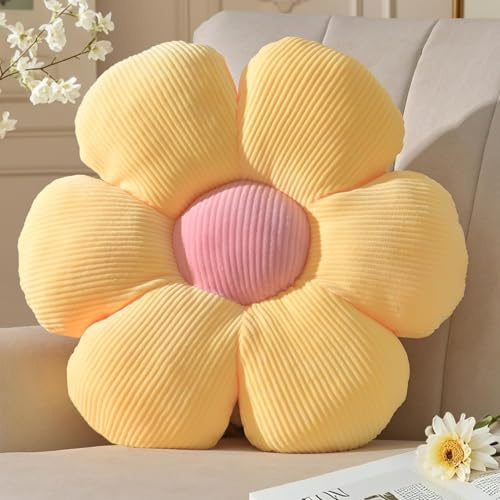Yhoelata Cojin Flor Amarillo, Cojín de Suelo Estético para Habitación, Cojines Sofa, Cojines Cama Decoración de Dormitorio, Decoración de Habitación Infantil, 39 cm