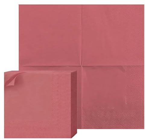 100 Pièces Rose Serviette Papier De Table, 25x25cm Serviette Jetable Serviette Papier Intisse, Double Couche Serviettes de Table Intisse Epaisse pour Anniversaires,Mariages, NoëL, Saint-Valentin
