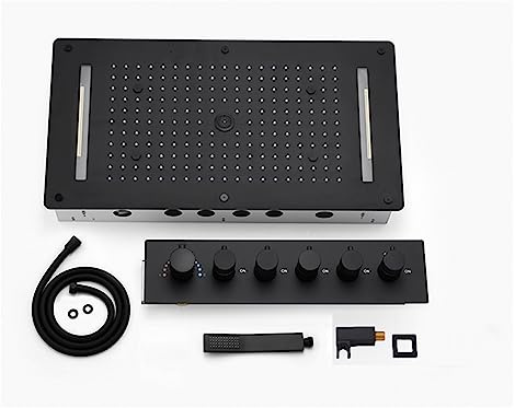 Large Rain Shower Head with Waterfall Column Mist, Thermostatic LED Shower Panel - 700x380mm Bathroom Shower Set