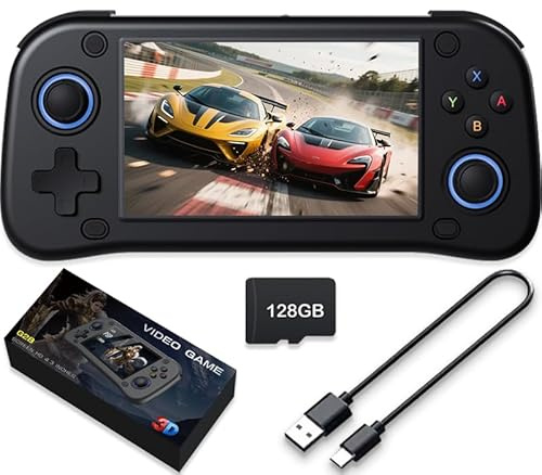 Nueva consola de juegos portátil, 64 GB de memoria interna con 15.000 juegos, sistema Linux, consola de videojuegos portátil portátil, pantalla IPS de 4,3 pulgadas, más de 30 emuladores y sistema