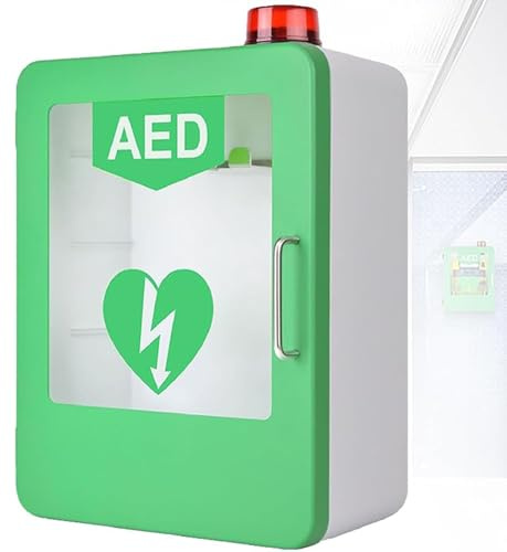 FUELIX Caja De Alarma De Desfibrilación Cardíaca Montada En La Pared, Gabinete De Almacenamiento De Desfibrilador DEA con Sistema De Luz Y Alarma, Estuche De Primeros Auxilios C