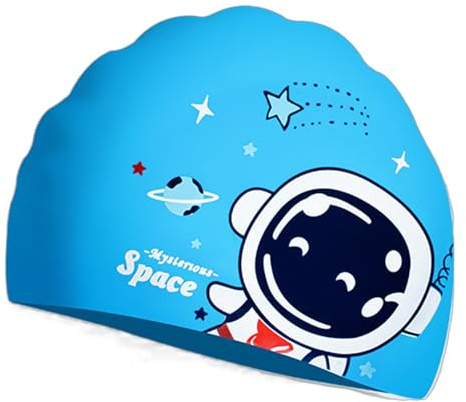 Bonnet de Bain en Silicone pour Enfants avec Motif de Dessin animé, imperméable, Cache-Oreilles, Non serré, Mignon Bonnet de Bain, équipement de Natation, idéal pour la Natation