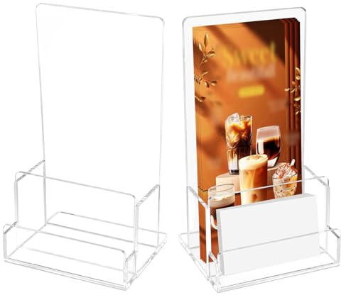 TCETCY Lot de 2 Porte-brochures Acrylique Transparent – Format A6 – Support pour Dépliants, Flyers, Menus, Cartes de Visite – Supports Acrylique A6 Autonomes pour Bureau, Hôtel, Restaurant, Expo
