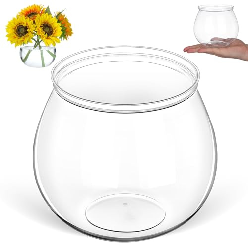 Alipis Bocal à Poisson Plastique Transparent Petit Aquarium de Table Pratique Incassable Maison Bureau Décoratif