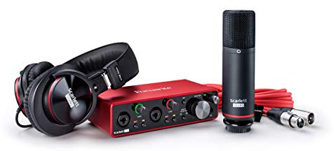 Scarlett 2i2 Studio 3rd Gen, Interfaz de Audio, Micrófono de Condensador y Auriculares, USB