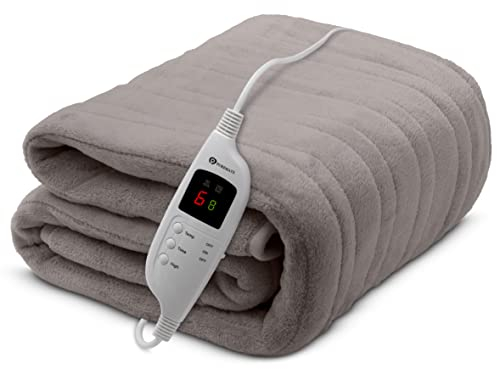 PureMate CozyMate Heated Throw - Luxurious Electric Blanket - Large Heated Blanket with 9 Heat Settings and Timer Function, Machine Washable Fleece with Digital Controller - Size 160 x 130cm