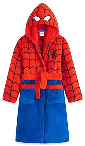 Marvel Robe de Chambre Enfant Garçon Spiderman - Peignoir Enfant Polaire (Rouge/Bleu, 7-8 ans)