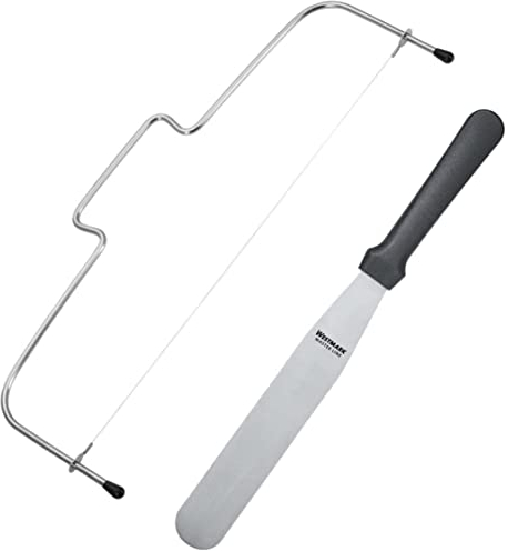 Westmark 1 Tortenbodenteiler, Länge: 32 cm + 1 Streichpalette, gerade, Länge: 30 cm, Rostfreier Edelstahl/Kunststoff, Silber/Schwarz, 712022E6