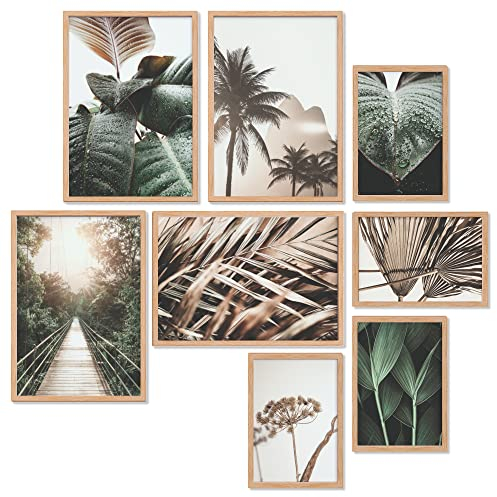 Heimlich - Set di poster - 4 di A3 / 30x42 cm + 4 di A4 / 21x30 cm - Poster Premium - Stampe senza cornice - Stile moderno - Viaggio tra le piante