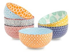 Selamica Dessertschalen, 340 ml Müslischalen Keramik, Eisschalen, Kleine Schüssel Set für Eis, Snacks, Beilagen, Mikrowellen- und Spülmaschinenfest, 6er Set, Bunte