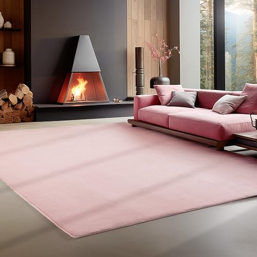 Carpettex Teppich Wohnzimmer Anti-Rutsch Teppich Waschbar in Waschmaschine 80 x 250 cm Teppich Läufer Rosa - Moderner Flauschiger Kurzflor Teppich Extra Weich Schlafzimmer küchenläufer Flur Teppich